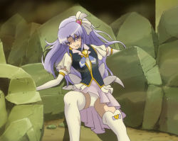 Rule 34 | 10s, 1girl, boots, cure fortune, female focus, happinesscharge precure!, hikawa iona, panties, ponytail, precure, purple eyes, purple hair, screencap, solo, thigh boots, thighhighs, underwear
