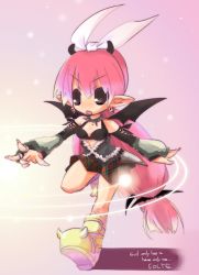 Rule 34 | 00s, bat wings, elbow gloves, gloves, long hair, master of epic, pink hair, pointy ears, solo, suemitsu dicca, wings