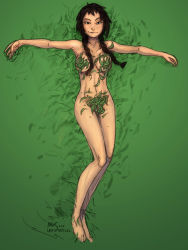 Rule 34 | 00s, 1girl, 2008, american beauty, avatar: the last airbender, avatar legends, black hair, braid, breasts, censored, colorized, highres, jin (avatar), leaf, lying, maydrawfag, censored nipples, novelty censor, nude, parody, smile, solo, twin braids