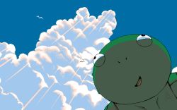 Rule 34 | 1990s (style), 1other, 2 shot diary 2, bird, cloud, creature, day, flying, from below, game cg, may-be soft, no humans, pc98, retro artstyle, sky, tagme