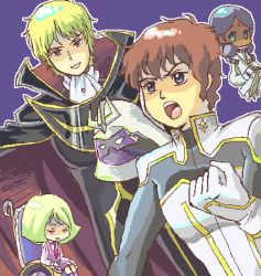 Rule 34 | 2boys, 2girls, amuro ray, brother and sister, c.c., c.c. (cosplay), char aznable, code geass, cosplay, gundam, kururugi suzaku, kururugi suzaku (cosplay), lalah sune, lelouch vi britannia, lowres, mask, multiple boys, multiple girls, nunnally vi britannia, nunnally vi britannia (cosplay), parody, sayla mass, siblings, wheelchair, zero (code geass), zero (code geass) (cosplay)