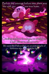 Rule 34 | 1boy, absurdres, comic, confused, crying, crying with eyes open, fire, flashback, flood, highres, kirby, kirby: star allies, kirby (series), nervous, nintendo, purple fire, red footwear, scared, tears, the mad fanatic, trembling, void soul, void termina