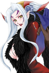 Rule 34 | 1990s (style), final fantasy, final fantasy viii, horns, long hair, midriff, pointy ears, ultimecia, white hair, witch, yellow eyes