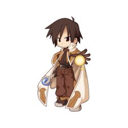 Rule 34 | 1boy, ahoge, belt, brown belt, brown capelet, brown eyes, brown footwear, brown gloves, brown hair, brown pants, brown shirt, cape, capelet, chibi, closed mouth, frown, full body, gloves, hair between eyes, holding, holding staff, looking at viewer, mage (ragnarok online), magic, male focus, medium bangs, official art, pants, ragnarok online, shirt, shoes, short hair, simple background, solo, staff, standing, tachi-e, transparent background, v-shaped eyebrows, white cape, yuichirou