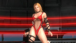 Rule 34 | 1girl, 3d, blonde hair, blue eyes, breasts, choker, dead or alive, dead or alive 5, fishnets, large breasts, official art, short hair, solo, tecmo, tina armstrong, wrestling outfit