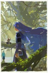 Rule 34 | 3boys, fengxi (the legend of luoxiaohei), highres, long hair, long sleeves, luozhu (the legend of luoxiaohei), multiple boys, muyihui, plant, pointy ears, profile, purple hair, solo focus, standing, luo xiaohei zhanji, tree, very long hair, wide shot, xuhuai (the legend of luoxiaohei)