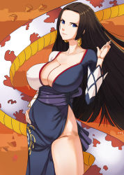 Rule 34 | 1girl, 47 hard, black hair, blue eyes, boa hancock, breasts, highres, huge breasts, looking at viewer, one piece, salome (one piece), snake, tagme