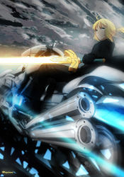 Rule 34 | absurdres, artoria pendragon (all), artoria pendragon (fate), bad id, bad pixiv id, blonde hair, fate/stay night, fate/zero, fate (series), highres, magicians (zhkahogigzkh), motor vehicle, motorcycle, saber (fate), solo, sword, vehicle, weapon