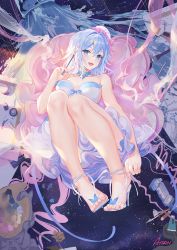 Rule 34 | 1girl, absurdres, atdan, bare arms, bare legs, bare shoulders, barefoot, cup, feet, haiyi, highres, synthesizer v