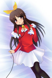 Rule 34 | 1boy, bell, black pantyhose, cape, capelet, collar, dress, elbow gloves, fur trim, gloves, idol, image sample, little busters!, male focus, masayu, microphone, naoe riki, pantyhose, pixiv sample, red cape, red shirt, resized, shirt, skirt, solo, trap, white skirt