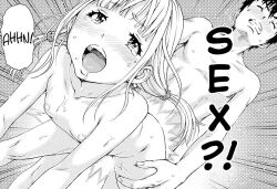 blush breasts censored censored_nipples completely_nude cropped flat_chest greyscale hair_ornament imagining implied_sex kikukawa_koharu medium_hair monochrome nipples nude official_art open_mouth ore_wa_lolicon_ja_nai! sex shouji_osamu small_breasts teacher_and_student tearing_up teeth tongue uran