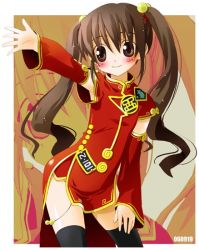 Rule 34 | 1girl, china dress, chinese clothes, dress, noto (soranoto), original, solo, thighhighs, twintails