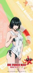 Rule 34 | 1girl, bikini, breasts, fubuki (one-punch man), green eyes, large breasts, official art, one-punch man, swimsuit, wet tank top