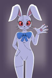 Rule 34 | 1girl, bow, bowtie, female focus, five nights at freddy&#039;s, five nights at freddy&#039;s: security breach, fur suit, highres, rabbit, rabbit ears, red eyes, salute, solo, standing, vanny (fnaf), whiskers