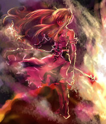 Rule 34 | 00s, 1girl, alternate costume, alternate weapon, blue eyes, brown hair, dress, ego6, elbow gloves, gloves, long hair, lyrical nanoha, magical girl, mahou shoujo lyrical nanoha, mahou shoujo lyrical nanoha strikers, no jacket, purple eyes, raising heart, red hair, solo, takamachi nanoha, torn clothes, twintails, waist cape, weapon, white devil