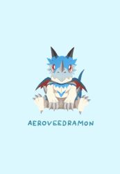 Rule 34 | aerov-dramon, blue background, claws, digimon, digimon (creature), dragon, looking at viewer, solo, wings