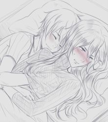 Rule 34 | 1boy, 1girl, blush, grabbing another&#039;s breast, fire emblem, fire emblem awakening, grabbing, greyscale, hand under clothes, hand under shirt, hetero, long hair, lucina (fire emblem), lying, monochrome, morgan (fire emblem), nintendo, on back, on bed, pillow, pout, ribbed sweater, robin (fire emblem), robin (male) (fire emblem), shirt, short hair, sleeping, smile, super smash bros., sweater, turtleneck, tusia