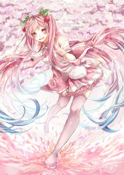 Rule 34 | 1girl, absurdly long hair, absurdres, artist name, artist request, bare shoulders, boots, breasts, cherry, cherry blossoms, cherry hair ornament, collared shirt, detached sleeves, female focus, floral print, food, food-themed hair ornament, fruit, full body, hair between eyes, hair ornament, happy, hatsune miku, highres, long hair, mai mugi, miniskirt, necktie, number tattoo, parted lips, pink eyes, pink footwear, pink hair, pink necktie, pink skirt, pink thighhighs, pleated skirt, sakura miku, shirt, shoulder tattoo, skirt, sleeveless, sleeveless shirt, small breasts, smile, solo, standing, standing on one leg, tattoo, thigh boots, thighhighs, twintails, very long hair, vocaloid, white shirt, wing collar, zettai ryouiki