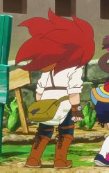Rule 34 | 10s, 1boy, animated, animated gif, back, big hair, cheval, long hair, monster hunter (series), monster hunter stories, red hair, wind