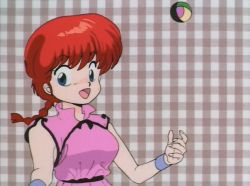 Rule 34 | 1980s (style), 1girl, animated, animated gif, blue eyes, chinese clothes, gender request, genderswap, juggling, oldschool, ponytail, ranma-chan, ranma 1/2, red hair, retro artstyle, saotome ranma, screencap, solo