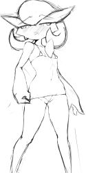 Rule 34 | 1girl, adjusting clothes, arms at sides, bare shoulders, bikini, blush, bob cut, cleft of venus, creatures (company), embarrassed, female focus, fir3born, flat chest, frontal wedgie, game freak, gardevoir, gen 3 pokemon, greyscale, half-closed eyes, highres, legs, looking down, micro bikini, monochrome, navel, nintendo, nose blush, open mouth, pokemon, pokemon (creature), pussy, raised eyebrows, short hair, simple background, sketch, solo, standing, stomach, string bikini, swimsuit, teeth, thighs, uncensored, white background