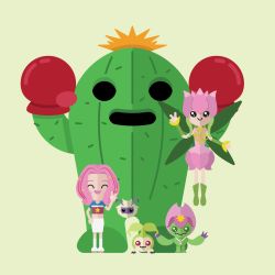 Rule 34 | cactus, digimon, fairy, hat, highres, lilimon, monster girl, palmon, plant, plant girl, reptile, tachikawa mimi, tanemon, togemon, yuramon
