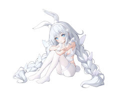 Rule 34 | + +, 1girl, :o, absurdres, animal ears, azur lane, blue eyes, bow, braid, breasts, chinese commentary, fake animal ears, fake tail, feet, grey hair, hair bow, highres, knees up, le malin (azur lane), le malin (listless lapin) (azur lane), leaning forward, leotard, low twin braids, no shoes, nontraditional playboy bunny, pantyhose, playboy bunny, rabbit ears, rabbit tail, shi yao, sidelocks, simple background, sitting, small breasts, solo, tail, thigh strap, toes, twin braids, white background, white bow, white leotard, white pantyhose