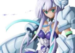 Rule 34 | 10s, breasts, cardfight!! vanguard, cleavage, flash shield iseult, gauntlets, green eyes, jewel knight iseult, lowres, royal paladin, tan, white hair