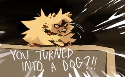 Rule 34 | angry, animal, animal focus, blank eyes, boku no hero academia, comic, commentary, commission, dog, english commentary, english text, fenkko, looking at viewer, no humans, pomeranian (dog), solo