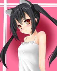 Rule 34 | 1girl, animal ears, black hair, cat ears, colorized, k-on!, kemonomimi mode, long hair, nakano azusa, nurie, red eyes, solo, twintails