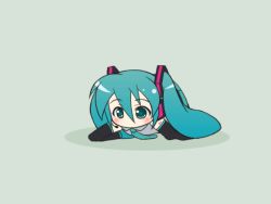 Rule 34 | animated, animated gif, blush, chibi, crawling, hatsune miku, long hair, long sleeves, mameshiba (pixiv 59310), no mouth, nostrils, smelling, solo, twintails, very long hair, vocaloid