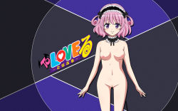 Rule 34 | 00s, 1girl, blush, breasts, cleft of venus, cowboy shot, highres, momo velia deviluke, nipples, nude, nude filter, pink hair, pussy, short hair, solo, third-party edit, to love-ru, uncensored