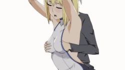 Rule 34 | 1boy, 1girl, aiz wallenstein, animated, animated gif, bare back, bell cranel, bent over, blonde hair, blush, bouncing breasts, grabbing another&#039;s breast, breasts, clothed sex, doggystyle, dungeon ni deai wo motomeru no wa machigatteiru darou ka, grabbing, hetero, medium breasts, nude, sex, sex from behind, white hair
