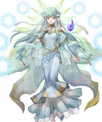 Rule 34 | 1girl, aqua hair, azu-taro, blue dress, breasts, bridal gauntlets, cape, dress, fire emblem, fire emblem: the blazing blade, fire emblem heroes, floating, floating object, full body, gold trim, gradient clothes, hair ornament, hand up, highres, long dress, long hair, long skirt, looking at viewer, medium breasts, ninian (fire emblem), nintendo, non-web source, official art, open mouth, red eyes, see-through, shoes, skirt, smile, snowflake print, solo, stone, transparent background, turtleneck