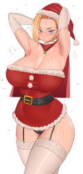 1girl android_18 blonde_hair breasts christmas dragon_ball dragonball_z large_breasts