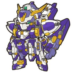 Rule 34 | bellzelute brigandy, chibi, clenched hands, gamiani zero, horns, looking ahead, lowres, mecha, no humans, robot, science fiction, single horn, solo, standing, super robot wars, super robot wars judgement, white background