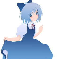 Rule 34 | 1girl, bow, cirno, cowboy shot, embodiment of scarlet devil, enishi midori, female focus, lowres, no lineart, simple background, solo, touhou, white background