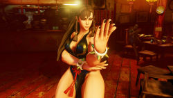 Rule 34 | 1girl, 3d, alternate costume, bare legs, bare shoulders, braid, breasts, capcom, china dress, chinese clothes, chun-li, dress, female focus, highres, long hair, nail polish, solo, street fighter, street fighter v