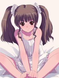Rule 34 | 1girl, brown eyes, brown hair, chemise, natori (natorism), solo, twintails