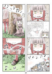 Rule 34 | 10s, 4koma, 6+girls, animal ears, blunt bangs, capybara (kemono friends), cellien (kemono friends), character request, comic, fox ears, head wings, highres, japanese crested ibis (kemono friends), kemono friends, multicolored hair, multiple 4koma, multiple girls, murakami kou (raye), music, musical note, nervous, oinari-sama (kemono friends), page number, pallas&#039;s cat, red hair, silent comic, singing, small-clawed otter (kemono friends), trembling, white hair, wings, yellow eyes