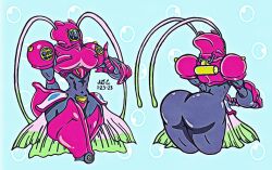 Rule 34 | amphimon, android, armor, ass, breasts, digimon, digimon (creature), diving suit, full armor, gynoid, mecha girl, robot girl