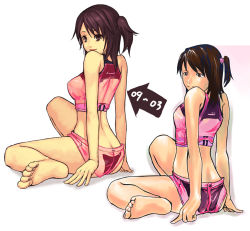 Rule 34 | 1girl, ass, bad id, bad pixiv id, barefoot, brown eyes, brown hair, butt crack, character request, comparison, feet, lips, original, redrawn, yuuji (and)