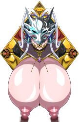 Rule 34 | 1girl, absurdres, blue eyes, breasts, commission, duel monster, helmet, highres, ierouyellow, large breasts, looking at viewer, mask, mask on head, penis, pixiv, pixiv commission, shiny skin, solo focus, swordsoul (yu-gi-oh!), swordsoul of mo ye, white hair, yu-gi-oh!, yu-gi-oh! duel monsters