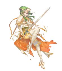 Rule 34 | 1girl, armor, elincia ridell crimea, fire emblem, fire emblem: path of radiance, fire emblem heroes, full body, highres, holding, holding sword, holding weapon, injury, kippu, nintendo, official art, ryona, solo, sword, thighhighs, torn clothes, torn thighhighs, transparent background, weapon, white armor