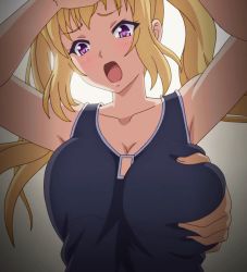 Rule 34 | 1girl, animated, animated gif, grabbing another&#039;s breast, breasts, grabbing, highres, large breasts, papa katsu!