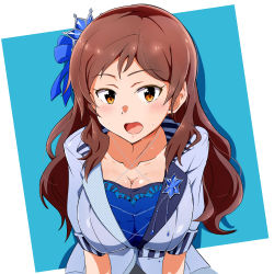 Rule 34 | 1girl, absurdres, bad id, bad pixiv id, breasts, brown eyes, brown hair, crown, highres, idolmaster, idolmaster million live!, idolmaster million live! theater days, j yak47, kitazawa shiho, large breasts, long hair, looking at viewer, open mouth, smile, solo, sweat