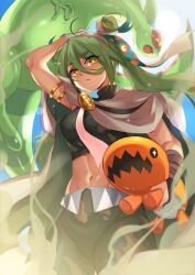 Rule 34 | 1girl, 1other, 2others, claws, creatures (company), dragon, dragon wings, flygon, flying, game freak, gen 3 pokemon, green hair, ground miku (project voltage), hatsune miku, highres, inue ao, long hair, multiple others, navel, nintendo, pokemon, pokemon (creature), project voltage, trapinch, twintails, very long hair, vocaloid, wide hips, wings, yellow eyes
