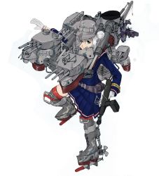 Rule 34 | 10s, 1girl, absurdres, aircraft, airplane, belt, blue dress, blue eyes, boots, cross-laced footwear, dress, full body, gloves, grey socks, gun, hat, highres, hms nelson, hms rodney, holding, kantai collection, kneehighs, long sleeves, machinery, military, military uniform, original, outstretched arm, royal navy, short hair, simple background, socks, solo, torpedo, turret, uniform, united kingdom, walkure (w-alkur-e), weapon, white background, white gloves, white hair