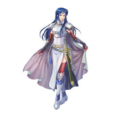 Rule 34 | 1girl, absurdres, armor, blue eyes, blue hair, breastplate, cape, commentary request, elbow gloves, fire emblem, fire emblem: the blazing blade, fire emblem heroes, gloves, highres, isadora (fire emblem), long hair, nintendo, official art, pelvic curtain, shoulder armor, solo, sword, takaya tomohide, vambraces, weapon, white cape