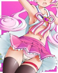 Rule 34 | 10s, 1girl, dr rex, head out of frame, long hair, midriff, panties, pink hair, rosia (show by rock!!), show by rock!!, solo, thigh gap, thighhighs, underwear